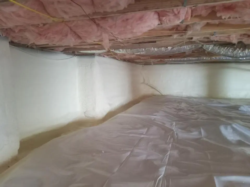 Crawl space encapsulation with closed-cell spray foam for Metal Roof Coating in Trinity